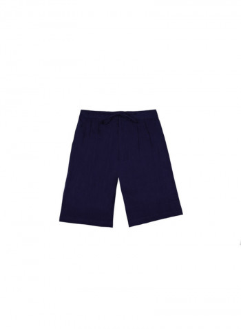 Comfortable Linen Shorts أزرق كحلي
