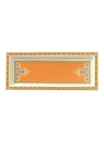 Samarkand Aquamarine Rectangular Shaped Bowl White/Blue/Orange 25x10centimeter