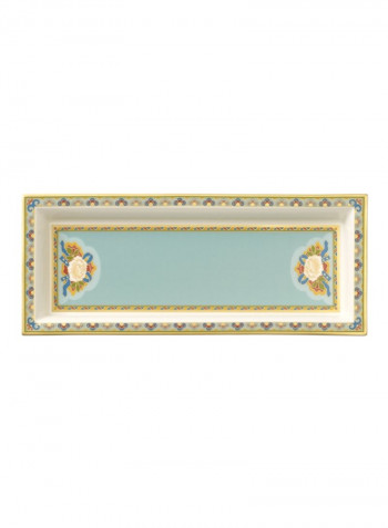 Samarkand Aquamarine Rectangular Shaped Bowl White/Blue/Yellow 25x10centimeter