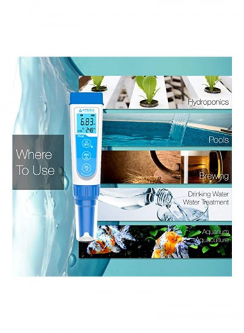 Waterproof pH Pocket Tester Blue/White 7x1.6x1.6inch