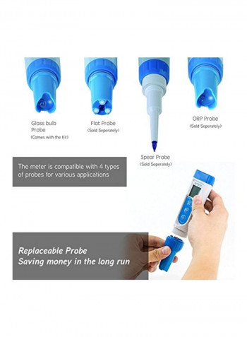 Waterproof pH Pocket Tester Blue/White 7x1.6x1.6inch