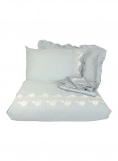 6-Piece Verda Ecolarge Duvet Cover Set Cotton Blue Double