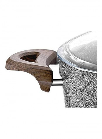 Granite Deep Pot With Lid Grey/Brown 24cm