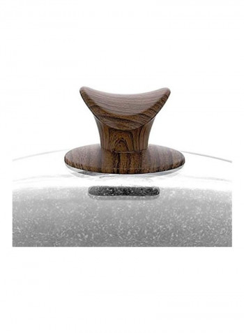 Granite Deep Pot With Lid Grey/Brown 24cm