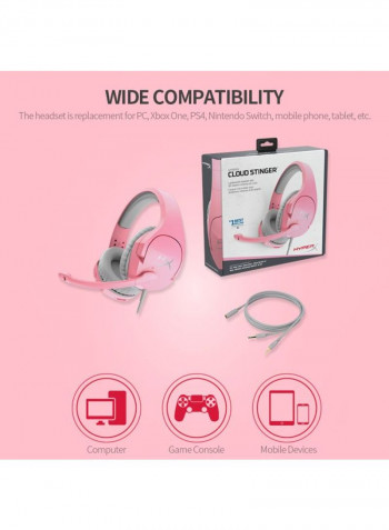 HyperX Cloud Stinger Wired Over-Ear Headsets Pink/Grey