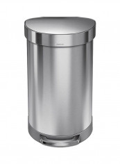 Semi-Round Step Bin With Lid Silver 45L