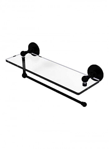 Prestige Skyline Collection Paper Towel Holder With Glass Shelf Matte Black/Clear 16x5inch