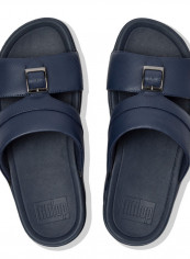 049-526 Fitflop Mens CAMERON Sandals Embossed Leather Navy