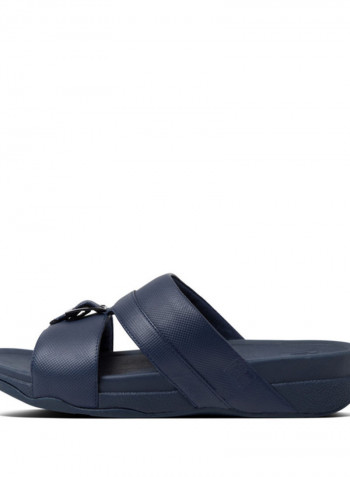 049-526 Fitflop Mens CAMERON Sandals Embossed Leather Navy
