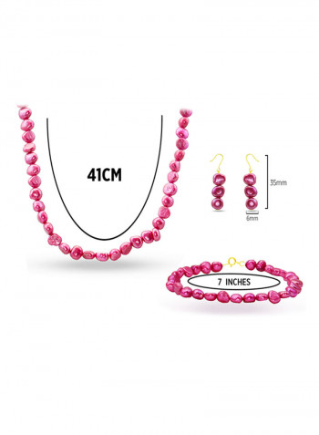 10 Karat Gold With Pearls Strand Jewellery Set