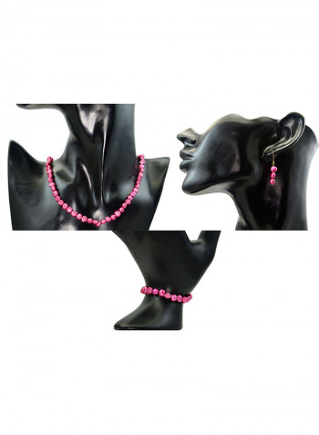 10 Karat Gold With Pearls Strand Jewellery Set