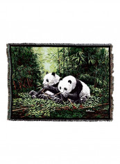 Cotton Throw Blanket Green/White/Black 72x54inch