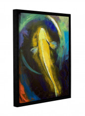 Ogon Koi And Water Ripple Gallery Wrapped Floater Framed Canvas Wall Art Multicolour 14 x 18inch