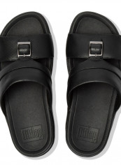 049-524 Fitflop Mens CAMERON Sandals Embossed Leather Black
