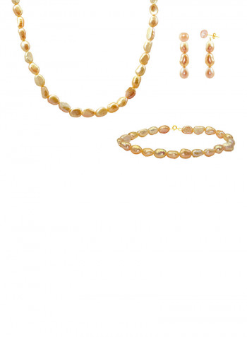 10 Karat Gold With Pearls Jewellery Set