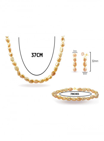 10 Karat Gold With Pearls Jewellery Set