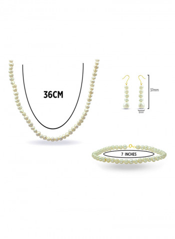 10 Karat Gold With Pearls Strand Jewellery Set
