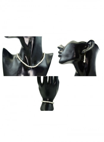 10 Karat Gold With Pearls Strand Jewellery Set