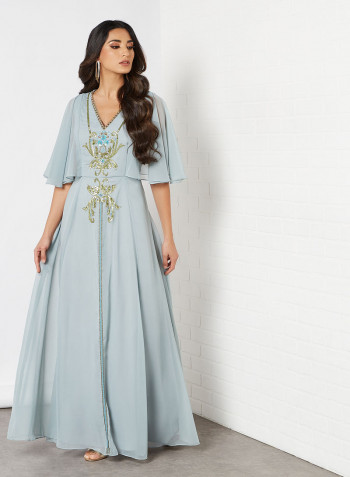 Sequin Embellished Jalabiya Dress Grey