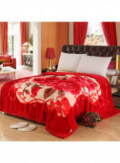 Soft Floral Printed Throw Blanket Cotton Red 200x230centimeter