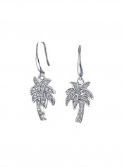 925 Sterling Silver Cubic Zirconia Studded Palm Tree Earrings