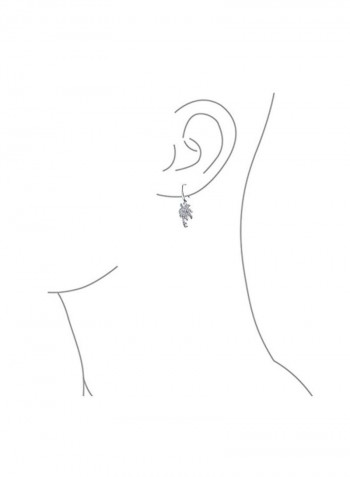 925 Sterling Silver Cubic Zirconia Studded Palm Tree Earrings