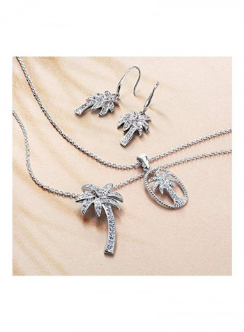 925 Sterling Silver Cubic Zirconia Studded Palm Tree Earrings