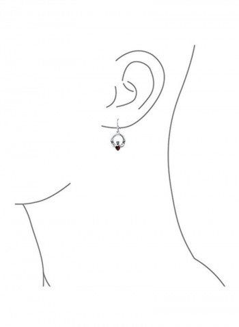 925 Sterling Silver Garnet Studded Celtic Heart Earrings