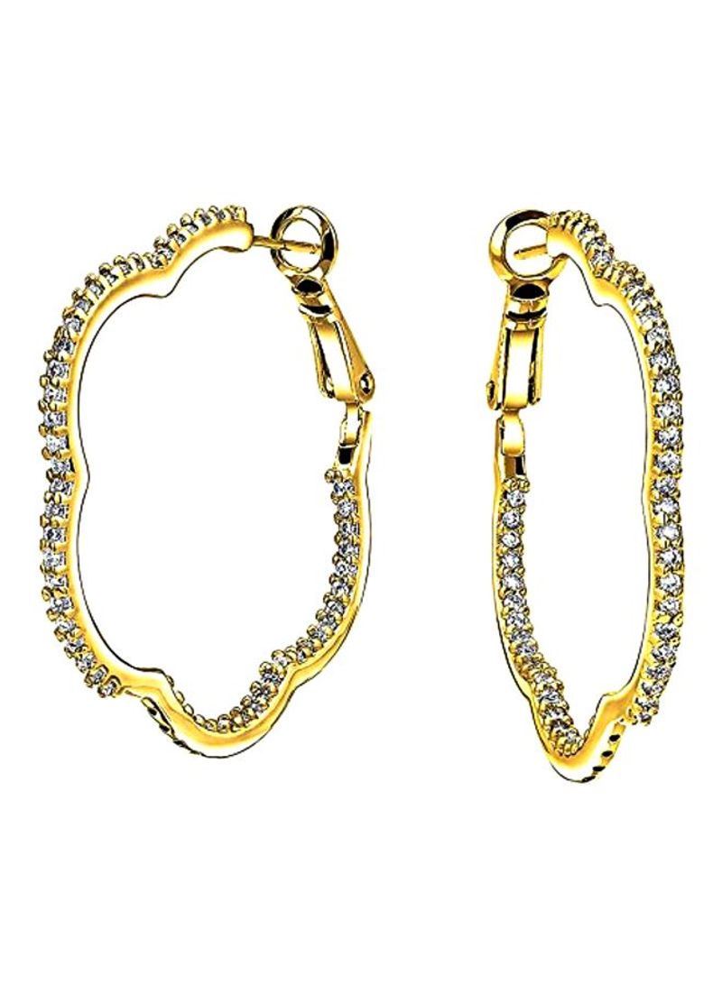 Brass Gold Plated Cubic Zirconia Studded Hoop Earrings