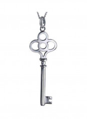 925 Sterling Silver Crown Key Shape Pendant Necklace
