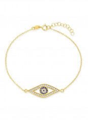 925 Sterling Silver Gold Plated Evil Eye Bracelet