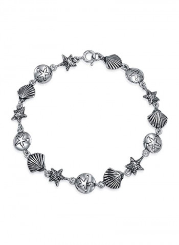 925 Sterling Silver Oxydised Multi Charm Link Bracelet