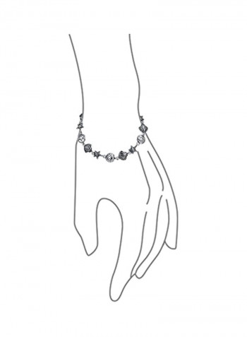 925 Sterling Silver Oxydised Multi Charm Link Bracelet