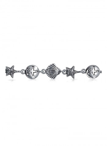 925 Sterling Silver Oxydised Multi Charm Link Bracelet