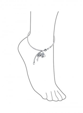 925 Sterling Silver Cubic Zirconia Studded Key and Lock Bracelet