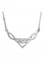 925 Sterling Silver Love Heart Knot Pendant Necklace