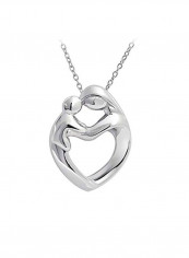925 Sterling Silver Mother Loving Child Pendant Necklace