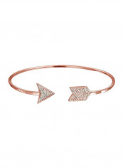 Rose Gold Plated 925 Sterling Silver Cubic Zirconia Studded Arrow Tip Bangle