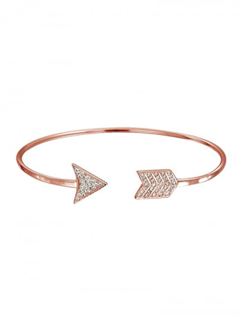 Rose Gold Plated 925 Sterling Silver Cubic Zirconia Studded Arrow Tip Bangle