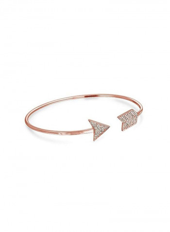 Rose Gold Plated 925 Sterling Silver Cubic Zirconia Studded Arrow Tip Bangle