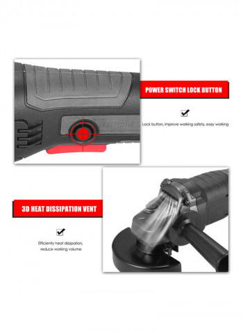 Dual Battery Electric Cordless Grinding Machine Kit Black 38cm