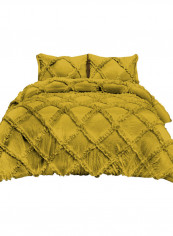 3-Piece Diamond Ruffled Duvet Set Cotton Green 78 x 78inch