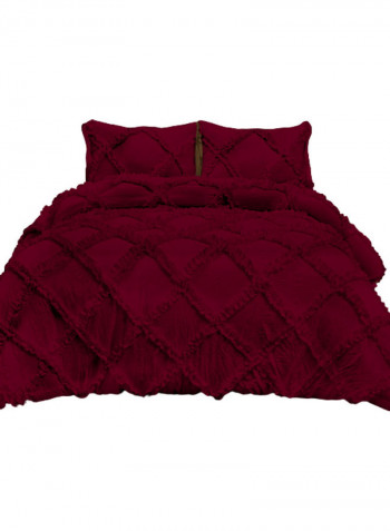 3-Piece Duvet Cover Set Cotton Red 53 x 78inch