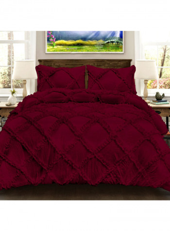3-Piece Duvet Cover Set Cotton Red 53 x 78inch