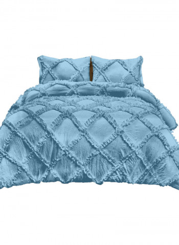 3-Piece Duvet Cover Set Cotton Blue 53 x 78inch
