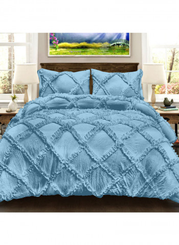 3-Piece Duvet Cover Set Cotton Blue 53 x 78inch