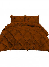3-Piece Duvet Cover Set Cotton Brown 114 x 96inch