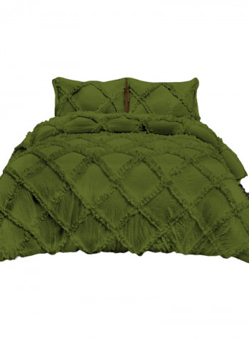 3-Piece Duvet Cover Set Cotton Green 78 x 78inch