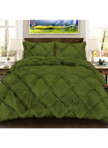 3-Piece Duvet Cover Set Cotton Green 78 x 78inch