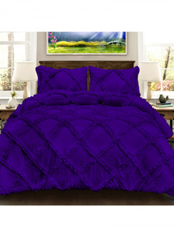3-Piece Duvet Cover Set Cotton Purple 102 x 86inch